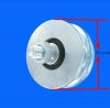 Ø 80 mm wheel with round groove Ø 16 mm half shaft 150 kg load - not in stock!